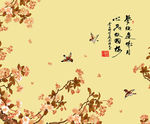 中式花鸟壁画