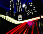 夜晚城市道路穿梭夜景