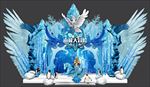 蓝色冰雪幻城高档舞台背景板