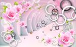 3D空间玫瑰花电视背景墙