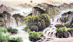 国画山水背景墙