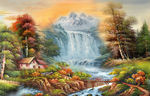 山水油画背景墙