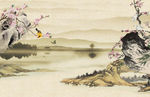 国画花鸟背景墙