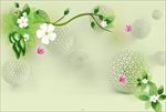 清新花卉3D圆电视背景墙