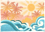 精致矢量海边夏日太阳插画