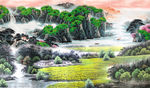 国画风景背景墙