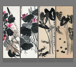 新中式水墨禅意荷花条屏无框画