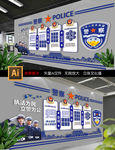 蓝色公安局交警警营文化墙