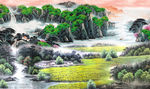 国画山水电视背景墙