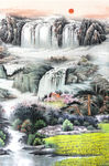 山水玄关背景墙