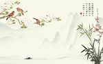 工笔花鸟彩雕背景墙