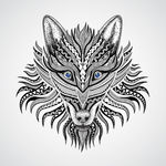 狼头线描图案