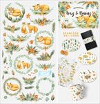 手绘可爱狐狸水彩画