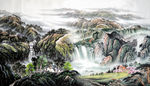 国画山水电视背景墙
