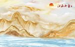 中式江山如画大理石纹山水背景墙