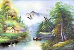 风景油画电视沙发墙壁画