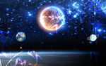 梦幻星球星空竹子电视背景墙