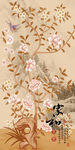 中式水墨花鸟背景墙