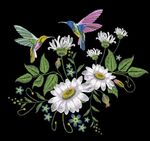 刺绣花纹小鸟矢量图