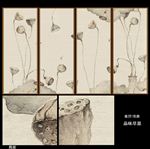 禅意装饰画 荷叶莲蓬