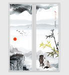 风景水墨画移门