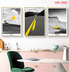 欧式黑白意境公路风景无框画