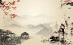 中式简约山水风景背景墙装饰画