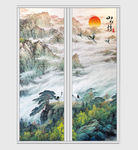 唯美大气山水画移门