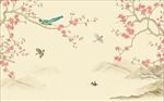 手绘花鸟背景墙