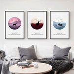 现代简约北欧山川麋鹿装饰画