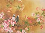 古典花鸟画中式背景墙
