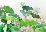 荷花壁画