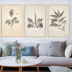北欧简约复古叶子植物无框画