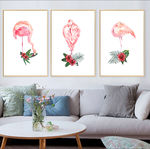 北欧手绘热带植物火烈鸟装饰画