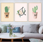 现代小清新水彩多肉盆栽装饰画