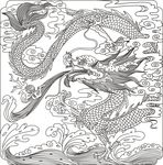 雕刻龙王吐水矢量图案