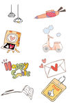 手绘卡通插画矢量图 AI