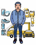 男白领中产消费购物车鞋服装插图