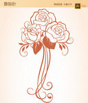 手绘玫瑰花矢量图