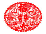 迎春接福剪纸