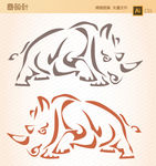 犀牛抽象纹身矢量图