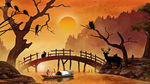 中国风夕阳无框画