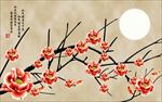 花朵中式背景墙