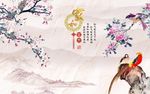 家和富贵牡丹梅花图