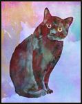 黑猫水彩画