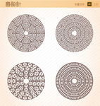 圆形花边边框对称抽象图案矢量图