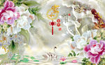 玉雕牡丹花移门图案
