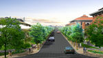 学校道路景观效果图