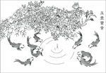 锦上添花 牡丹 九鱼图
