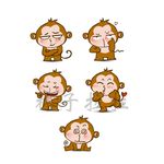 插画一组可爱的小猴子